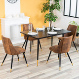 Set di 4 sedie da pranzo in pelle scamosciata, gambe in metallo nero e oro, SMEG SUEDE BROWN BG 4PCS