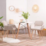 Set di 4 comode sedie da pranzo scandinave con braccioli in tessuto beige - CROMWELL BEIGE 4 PZ