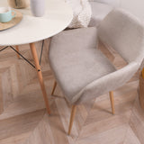 Lot de 4 chaises de salle à manger scandinaves avec accoudoirs en tissu beige - CROMWELL BEIGE