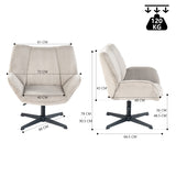 Sillón de ocio giratorio regulable con reposabrazos de pana gris - DUROTHIL