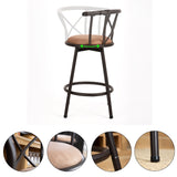 Juego de 4 taburetes de bar de cocina de estilo industrial con patas de metal negro, asiento 360° y reposapiés - HAILEY 24 INCH BROWN 4PCS