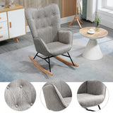 Scandinavian nursing rocking chair with padded gray fabric armrests - EPPING