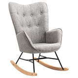 Fauteuil à bascule allaitement scandinave avec accoudoirs en tissu gris capitonné - EPPING