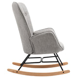 Fauteuil à bascule allaitement scandinave avec accoudoirs en tissu gris capitonné - EPPING