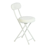 Set of 4 folding chairs/stools, round cushion in white fur-effect fabric, with backrest and footrest - ERNST PLUSH WHITE