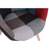 Scandinavian armchair with armrests in patchwork fabric with topstitching - FUNKEL