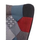 Scandinavian armchair with armrests in patchwork fabric with topstitching - FUNKEL