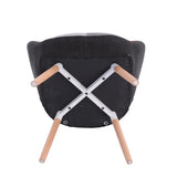 Scandinavian armchair with armrests in patchwork fabric with topstitching - FUNKEL