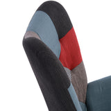 Scandinavian nursing rocking chair with armrests in stitched patchwork fabric - FUNKEL