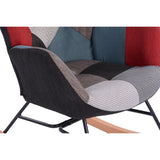 Fauteuil à bascule allaitement scandinave avec accoudoirs en tissu patchwork à surpiqûres - FUNKEL