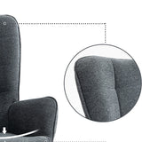 Scandinavian armchair with armrests in dark gray fabric with stitching - Funkel