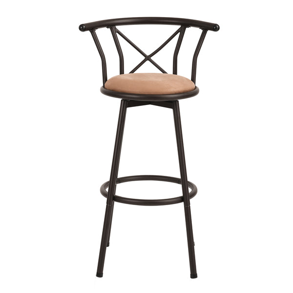 Set of 2 industrial style kitchen bar stools with mocha-colored metal legs, 360° seat and footrest - HAILEY 29 INCH BROWN 2PCS