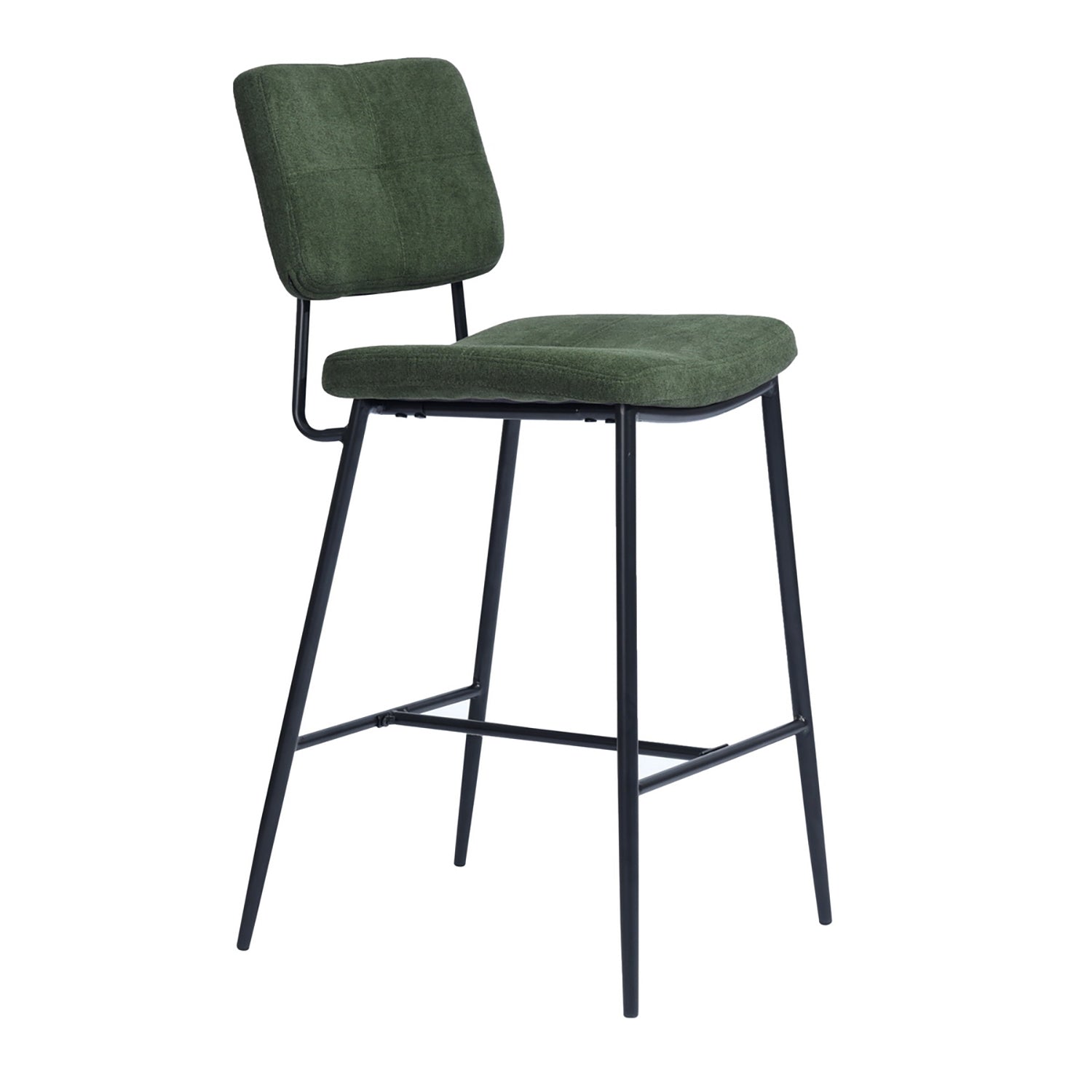 Lot de 4 tabourets de bar rétro en tissu vert, chaises hautes confortables industriel moderne - INDEPENDENCE BAR BOUTON 4PCS