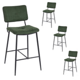 Lot de 4 tabourets de bar industriels avec dossier en tissu vert - INDEPENDENCE BAR