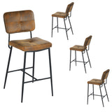 Set of 4 industrial bar stools with suede back - INDEPENDENCE BAR