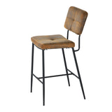 Set of 2 industrial bar stools in suede, black metal legs and footrest - INDEPENDENCE BAR BOUTON SUEDE DC