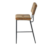 Set of 2 industrial bar stools in suede, black metal legs and footrest - INDEPENDENCE BAR BOUTON SUEDE DC