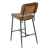 Set of 2 industrial bar stools in suede, black metal legs and footrest - INDEPENDENCE BAR BOUTON SUEDE DC