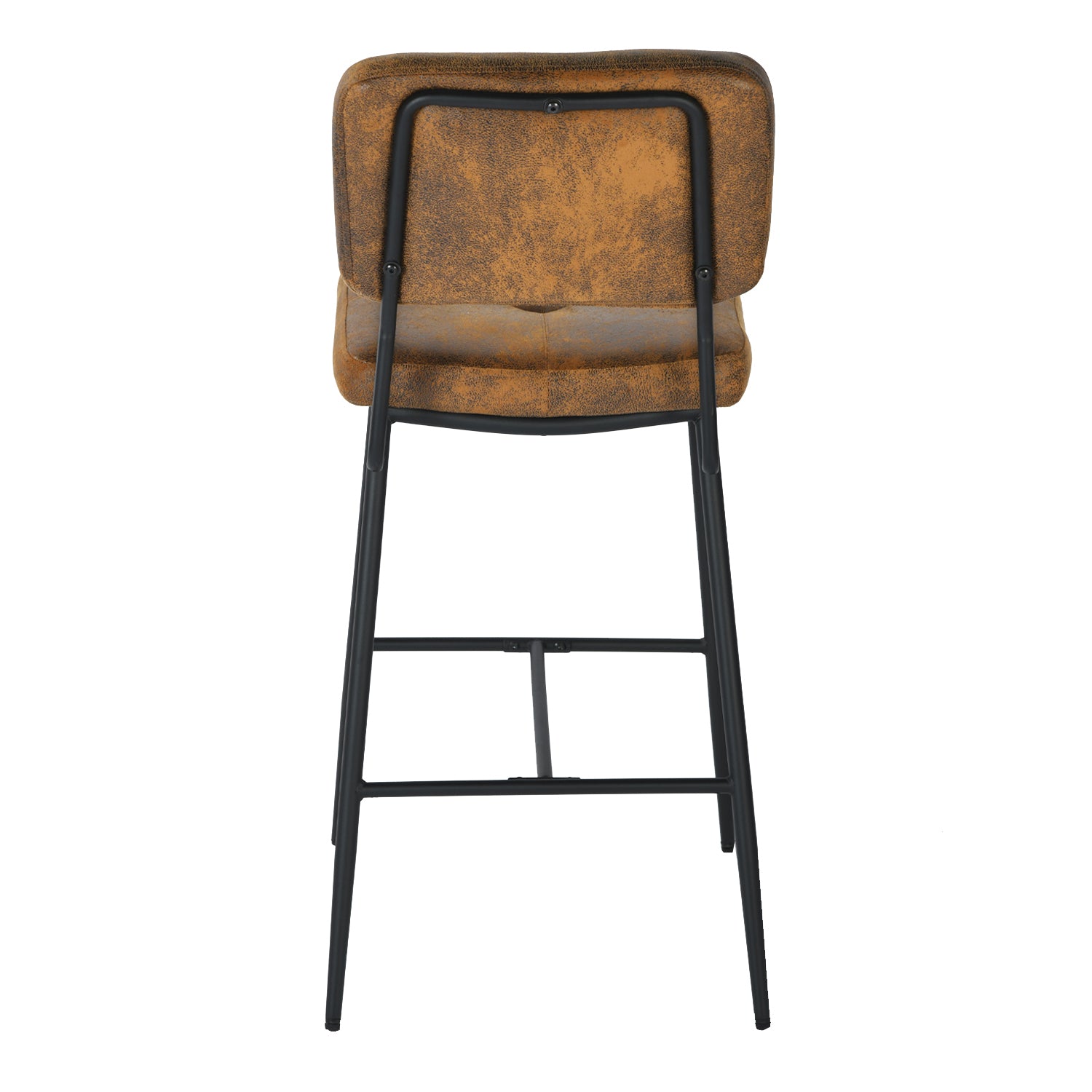 Set of 2 industrial bar stools in suede, black metal legs and footrest - INDEPENDENCE BAR BOUTON SUEDE DC