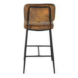 Set of 6 industrial bar stools in suede, black metal legs and footrest - INDEPENDENCE BAR BUTTON SUEDE 6PCS