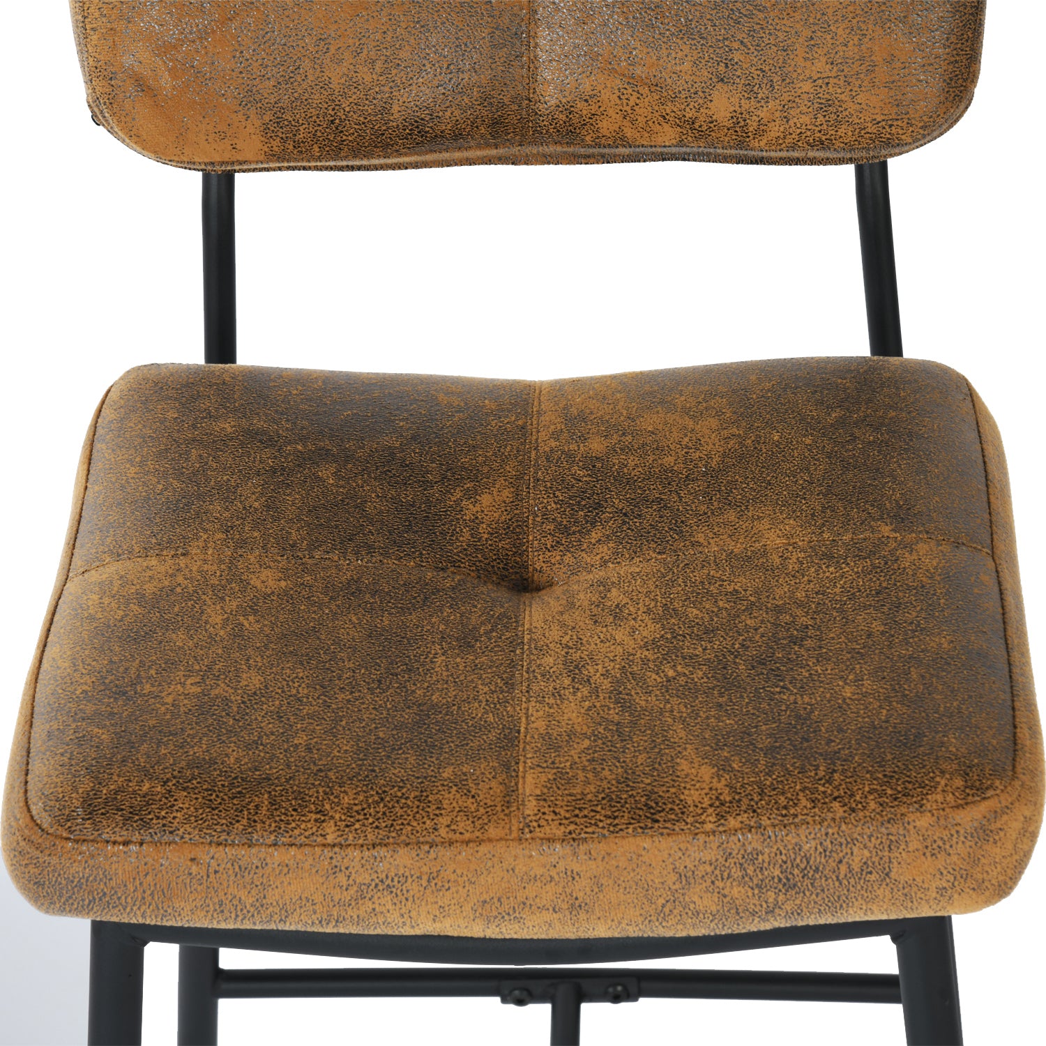 Set of 2 industrial bar stools in suede, black metal legs and footrest - INDEPENDENCE BAR BOUTON SUEDE DC