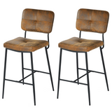 Set of 2 industrial bar stools in suede, black metal legs and footrest - INDEPENDENCE BAR BOUTON SUEDE DC