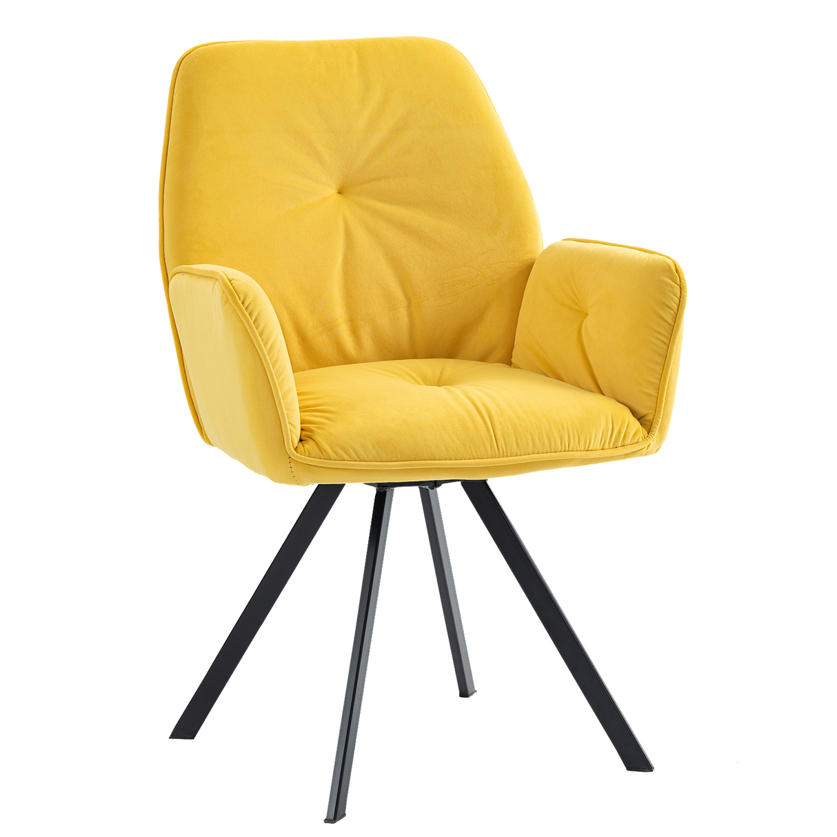 Lot de 2 chaises de salle à manger confortables en tissu jaune avec accoudoirs - CALF YELLOW