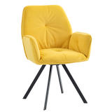 Lot de 2 chaises de salle à manger confortables en tissu jaune avec accoudoirs - CALF YELLOW