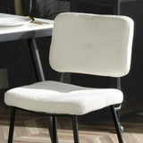 Lot de 2 chaises de salle à manger en tissu bouclette imitation peau de mouton, design moderne et confortable, pieds en métal noir - KAROMI CREAM