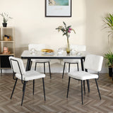 Set di 4 sedie per sala da pranzo in tessuto spugna similpelle di pecora, design moderno e confortevole, gambe in metallo nero - KAROMI CREAM 4PCS