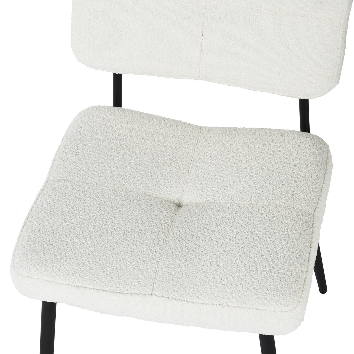 Lot de 2 chaises de salle à manger en tissu bouclette imitation peau de mouton, design moderne et confortable, pieds en métal noir - KAROMI CREAM