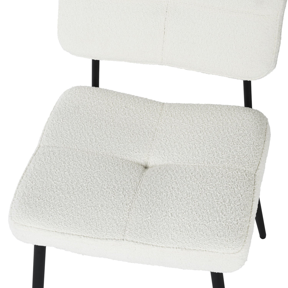 Lot de 4 chaises de salle à manger en tissu bouclette imitation peau de mouton, design moderne et confortable, pieds en métal noir - KAROMI CREAM 4PCS