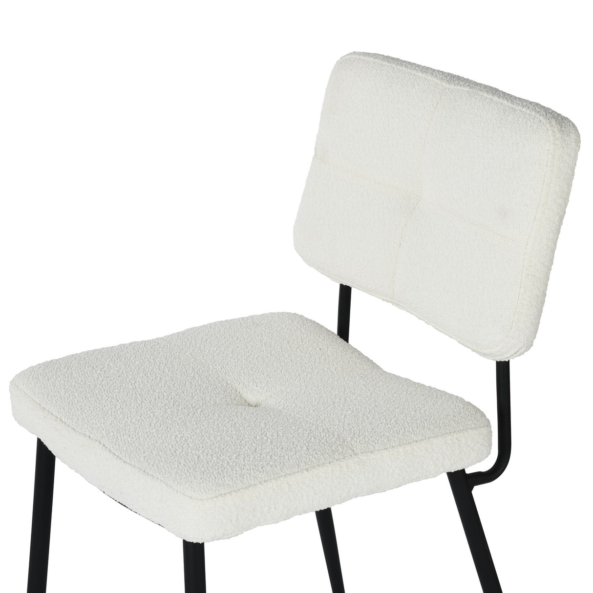 Lot de 2 chaises de salle à manger en tissu bouclette imitation peau de mouton, design moderne et confortable, pieds en métal noir - KAROMI CREAM