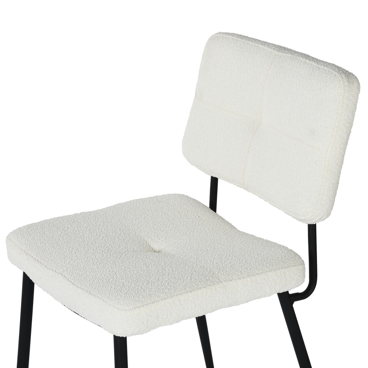 Lot de 4 chaises de salle à manger en tissu bouclette imitation peau de mouton, design moderne et confortable, pieds en métal noir - KAROMI CREAM 4PCS