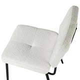 Lot de 2 chaises de salle à manger en tissu bouclette imitation peau de mouton, design moderne et confortable, pieds en métal noir - KAROMI CREAM