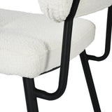 Lot de 4 chaises de salle à manger en tissu bouclette imitation peau de mouton, design moderne et confortable, pieds en métal noir - KAROMI CREAM 4PCS