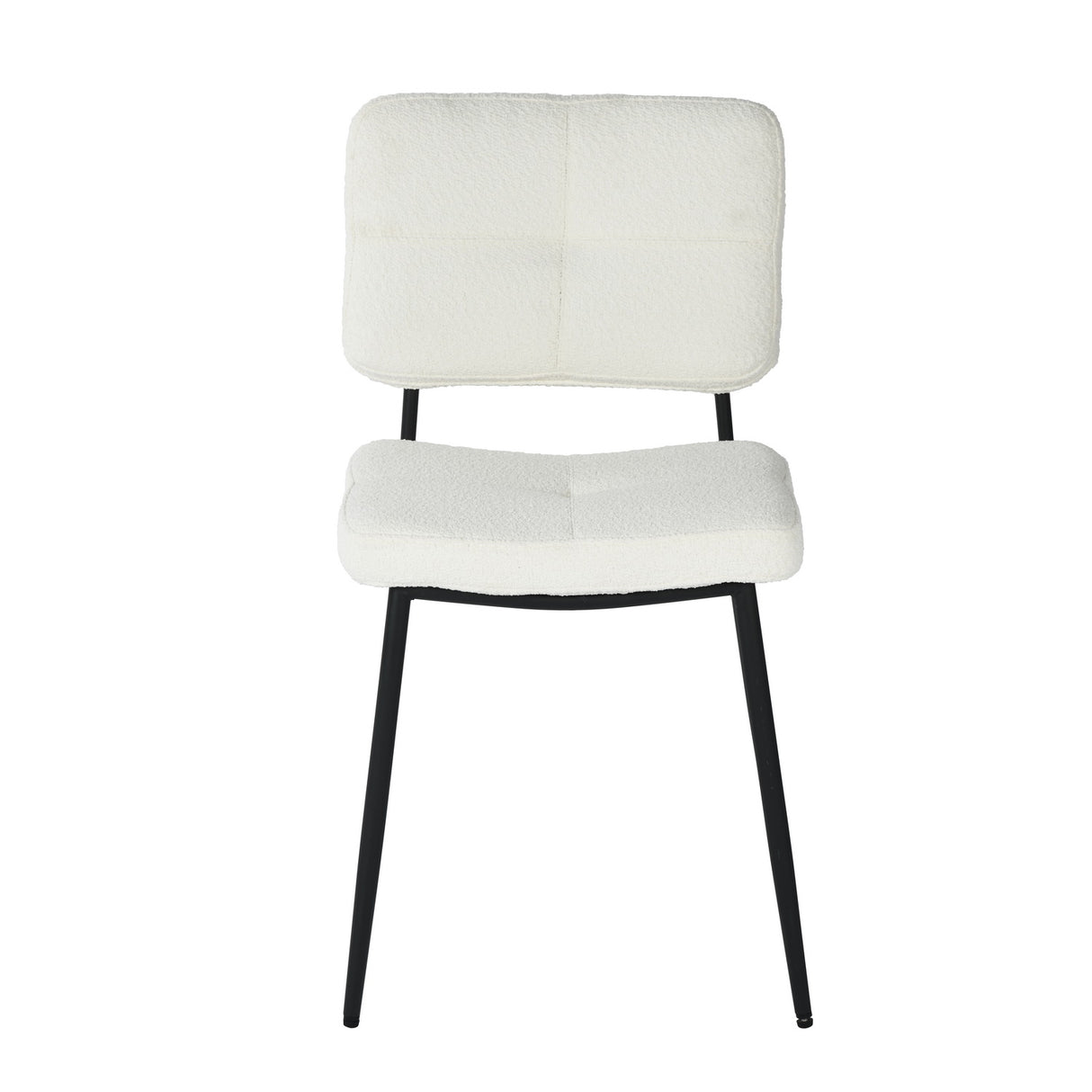 Lot de 2 chaises de salle à manger en tissu bouclette imitation peau de mouton, design moderne et confortable, pieds en métal noir - KAROMI CREAM