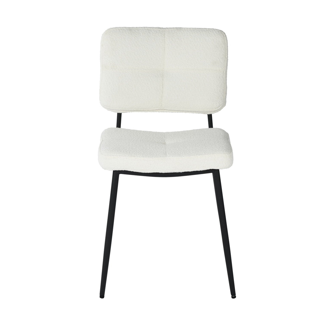 Lot de 4 chaises de salle à manger en tissu bouclette imitation peau de mouton, design moderne et confortable, pieds en métal noir - KAROMI CREAM 4PCS