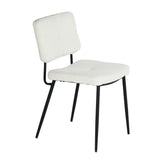 Lot de 2 chaises de salle à manger en tissu bouclette imitation peau de mouton, design moderne et confortable, pieds en métal noir - KAROMI CREAM