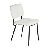 Lot de 4 chaises de salle à manger en tissu bouclette imitation peau de mouton, design moderne et confortable, pieds en métal noir - KAROMI CREAM 4PCS