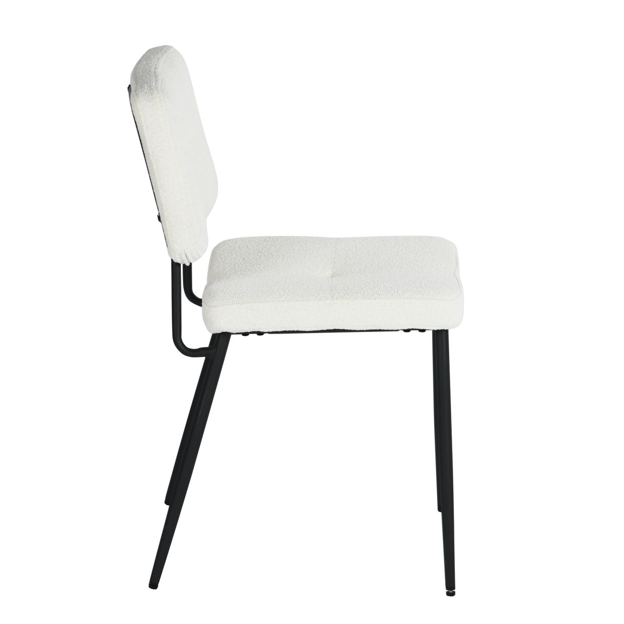 Lot de 2 chaises de salle à manger en tissu bouclette imitation peau de mouton, design moderne et confortable, pieds en métal noir - KAROMI CREAM