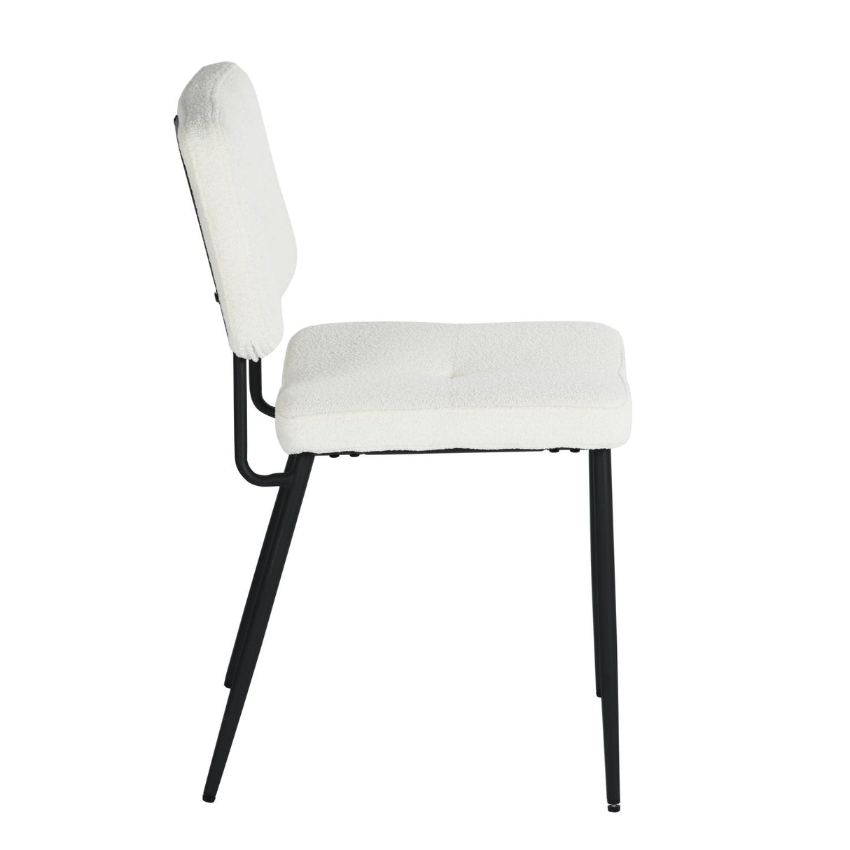 Lot de 4 chaises de salle à manger en tissu bouclette imitation peau de mouton, design moderne et confortable, pieds en métal noir - KAROMI CREAM 4PCS