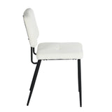 Lot de 4 chaises de salle à manger en tissu bouclette imitation peau de mouton, design moderne et confortable, pieds en métal noir - KAROMI CREAM 4PCS