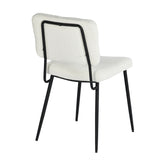 Lot de 2 chaises de salle à manger en tissu bouclette imitation peau de mouton, design moderne et confortable, pieds en métal noir - KAROMI CREAM