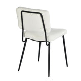 Lot de 4 chaises de salle à manger en tissu bouclette imitation peau de mouton, design moderne et confortable, pieds en métal noir - KAROMI CREAM 4PCS