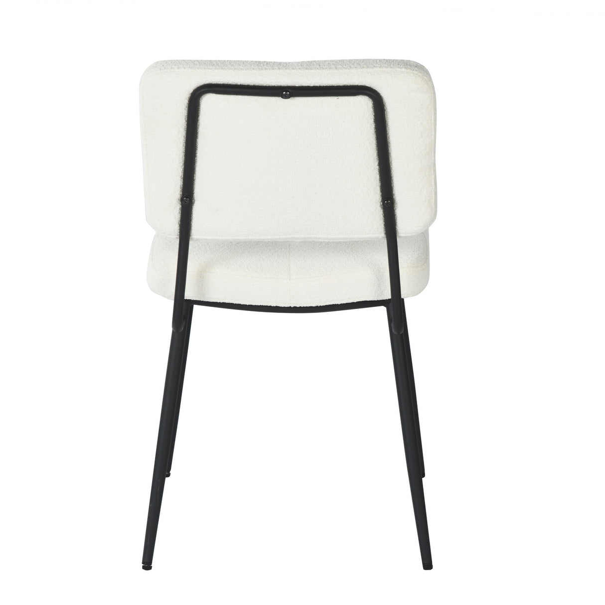 Lot de 2 chaises de salle à manger en tissu bouclette imitation peau de mouton, design moderne et confortable, pieds en métal noir - KAROMI CREAM