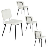 Set di 4 sedie per sala da pranzo in tessuto spugna similpelle di pecora, design moderno e confortevole, gambe in metallo nero - KAROMI CREAM 4PCS