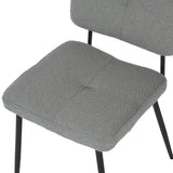 Lot de 2 chaises industrielles de salle à manger avec dossier assise rembourrée en tissu bouclette gris - KAROMI LIGHT GREY BOUCLE