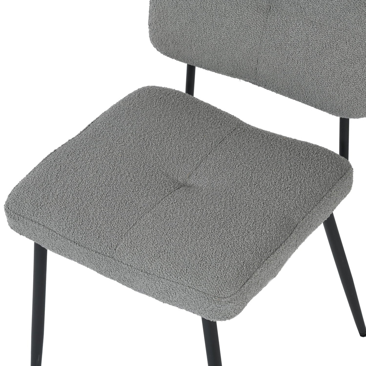 Lot de 4 chaises industrielles de salle à manger avec dossier assise rembourrée en tissu bouclette gris - KAROMI LIGHT GREY BOUCLE 4PCS