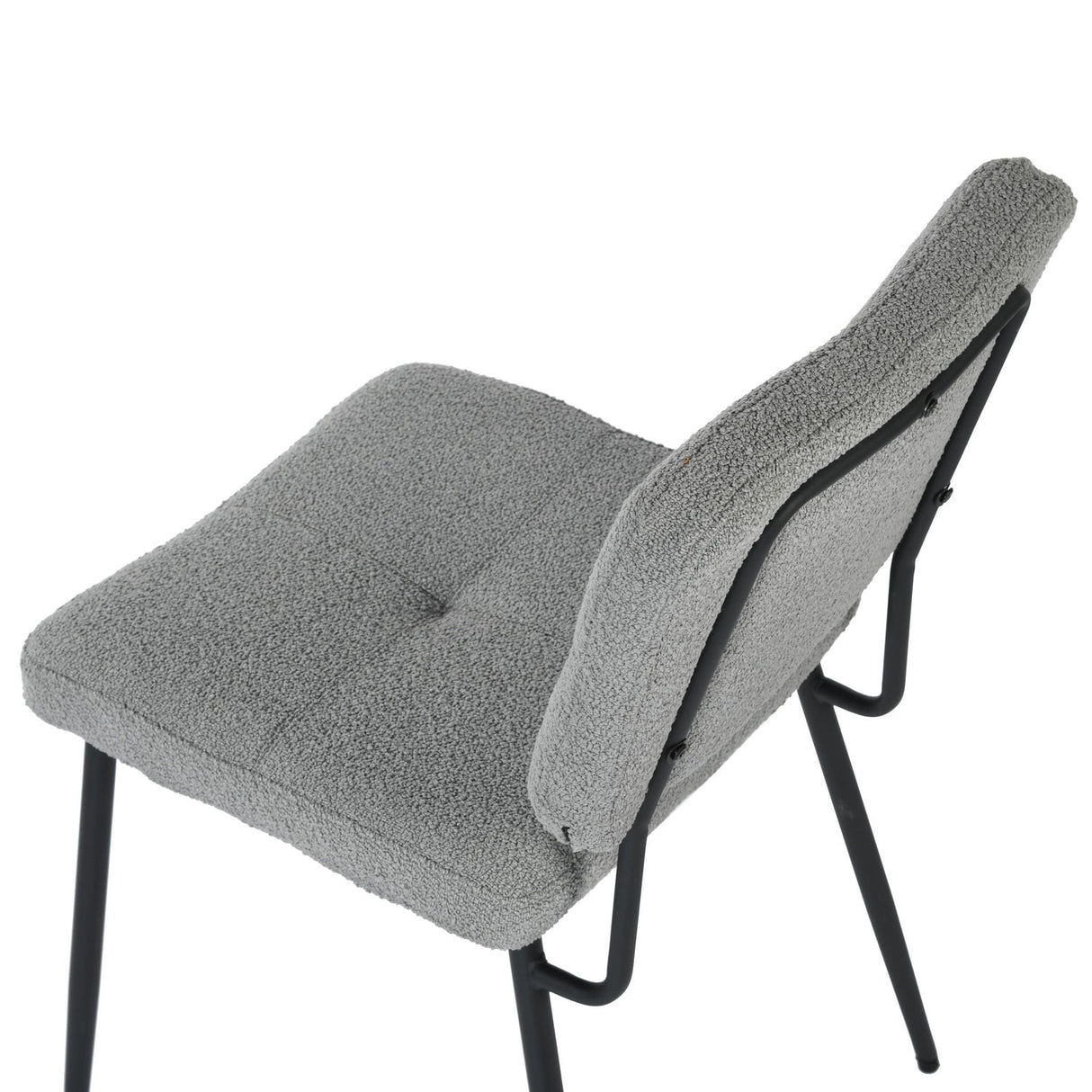 Lot de 4 chaises industrielles de salle à manger avec dossier assise rembourrée en tissu bouclette gris - KAROMI LIGHT GREY BOUCLE 4PCS